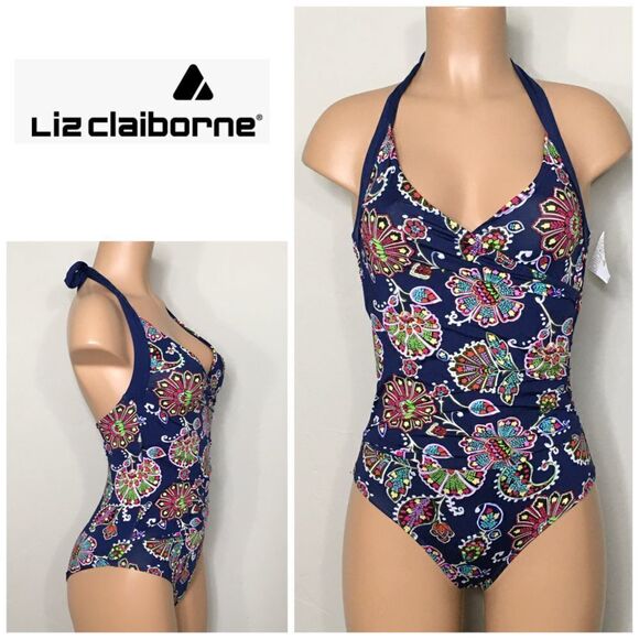 New Liz Claiborne floral swimsuit runs small - Picture 1 of 8